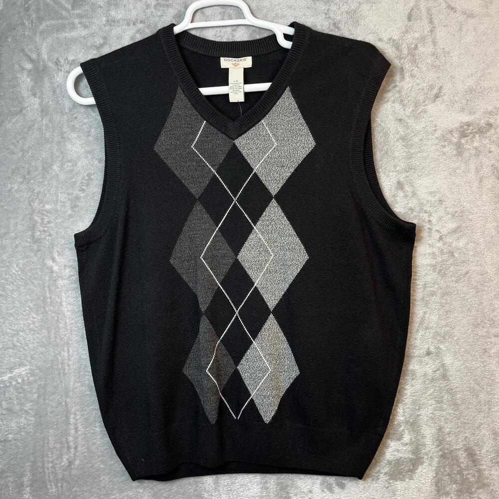 Dockers Mens Sweater Vest Size‎ Large Classic Argyle Comfort Touch Grampa Dad